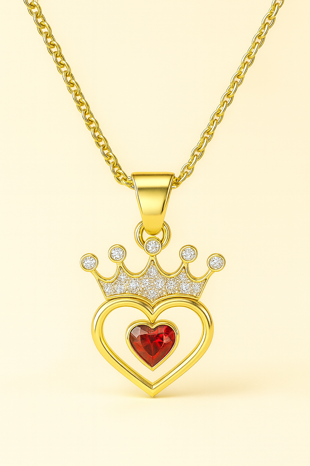 Sacred Jewels Crown & Heart Necklace