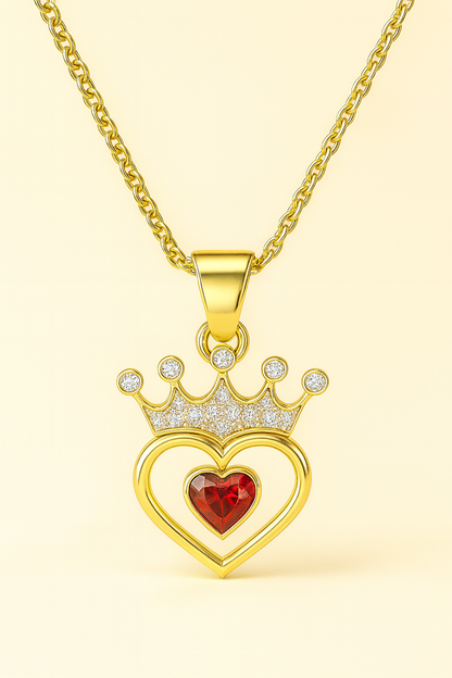 Sacred Jewels Crown & Heart Necklace