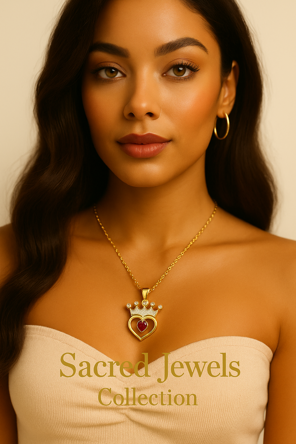 Sacred Jewels Crown & Heart Necklace