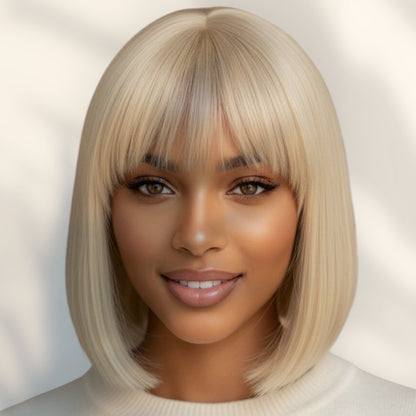 613 Platinum Blonde Straight Lace Front Wig-180% Density