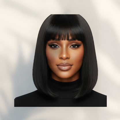 5x5 Glueless Straight Fringe Wig